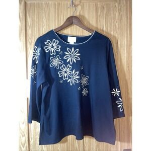 Ladies‎ Black And Gold Alfred Dunner Sz 1x Top